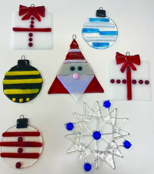 Hanging Christmas Ornaments made at Glass Duchess